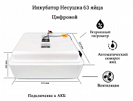 Инкубатор Несушка 63-ЭГА-12В н/н 46Вг