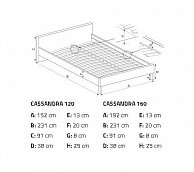 Кровать Halmar CASSANDRA бело/черная 120х200