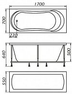 Ванна 1Марка Libra 170x70 (с каркасом) белый