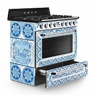 Газовая плита Smeg Divina Cucina TR90DGM9 Белая с голубым узором