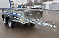 Прицеп Кремень стандарт плюс двухосный 3,0*1,56А см с бортом 31 с тентом 120 см