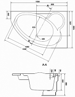 Ванна акриловая Cersanit KALIOPE 153х100см (правая) ((23906))