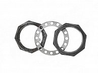 Гайка ступицы моста D-70мм, d-54мм (комплект 2шт гайки+1шт шайба) погрузчика Rossel