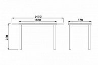 Стол раздвижной BLACK, 1100(1490)*670*770, (дуб канзас)
