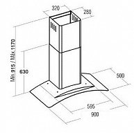Кухонная вытяжка CATA C-900 GLASS INOX H