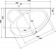 Ванна акриловая Cersanit KALIOPE 153х100см (левая) ((23905))