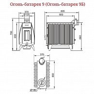 Свободностоящая печь-камин Термофор (TMF) Огонь-батарея 9 антрацит (12601)