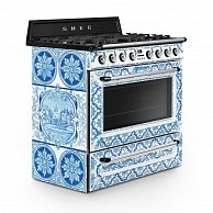 Газовая плита Smeg Divina Cucina TR90DGM9 Белая с голубым узором